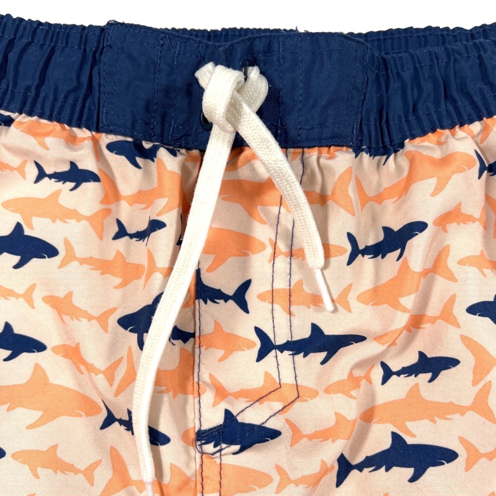 Big Chill Boys Shark Print Swim Trunks Peach Navy XL 14-16 Beach Summer Vacation - Picture 3 of 9